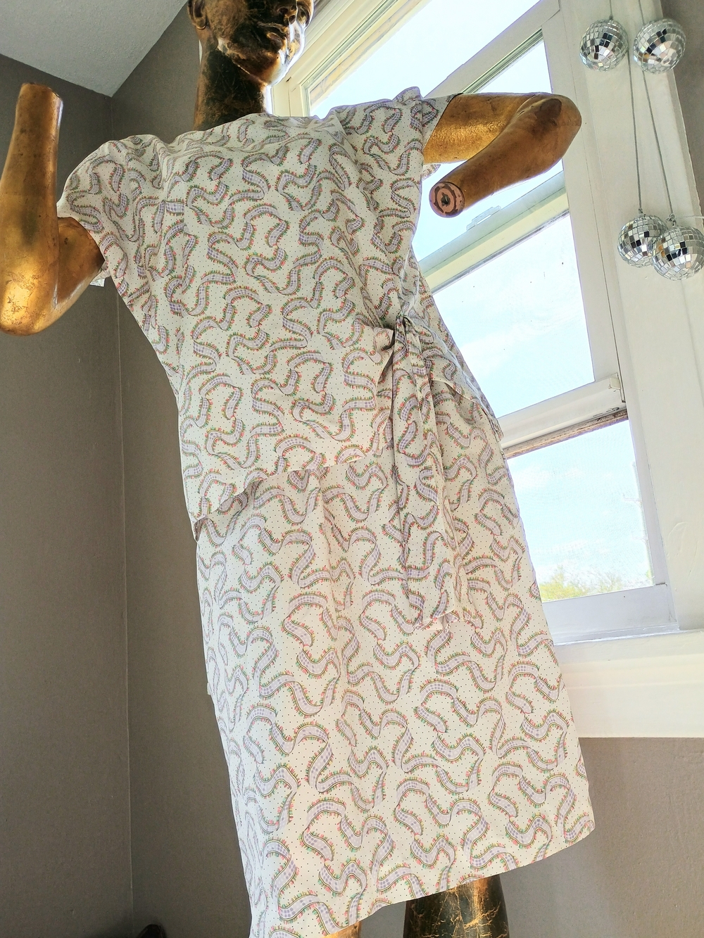 🧵 MCM FASHION 🧵 VTG 80s does 40s handmade shift dress, GRANDMA CORE